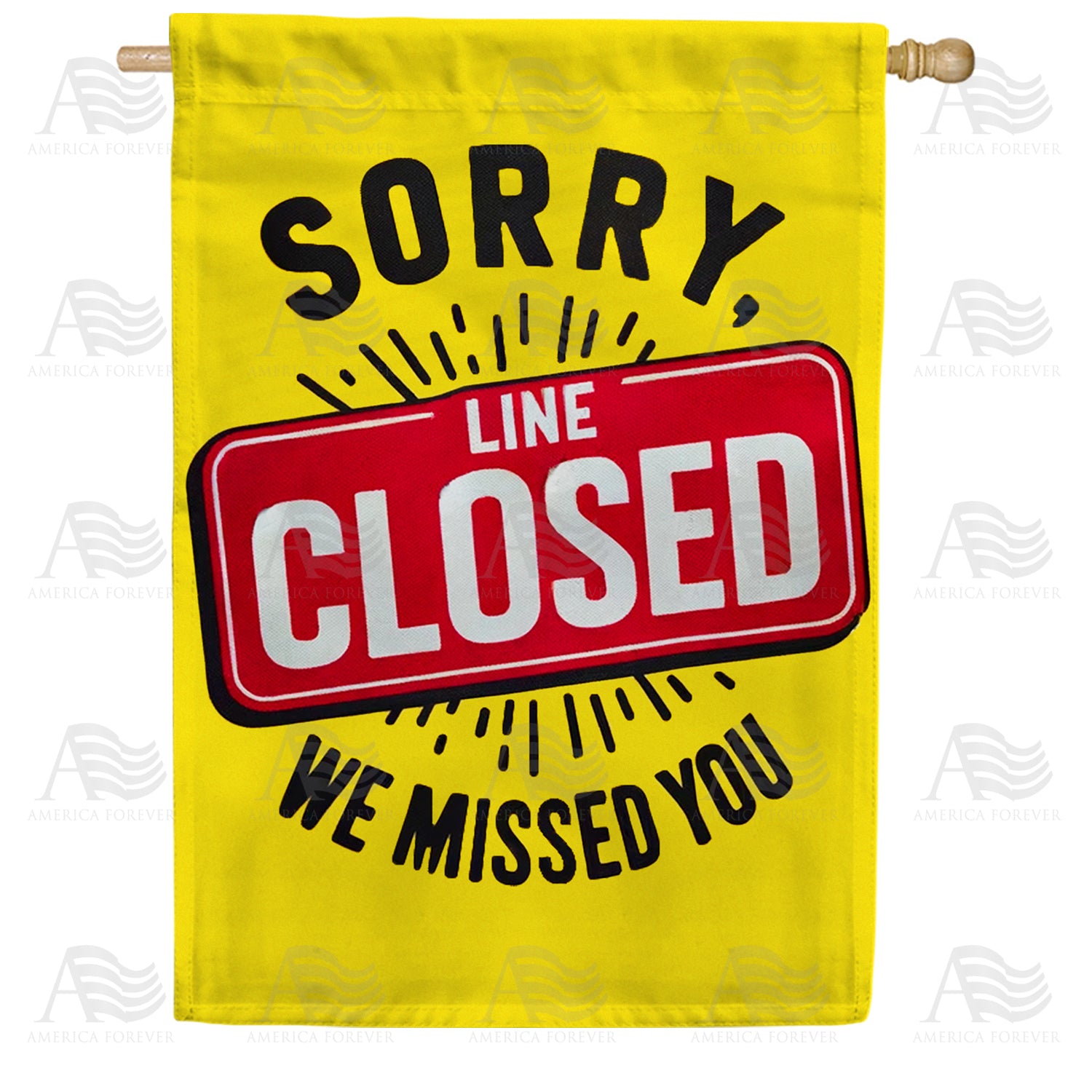 Line Closed Sign Double Sided House Flag