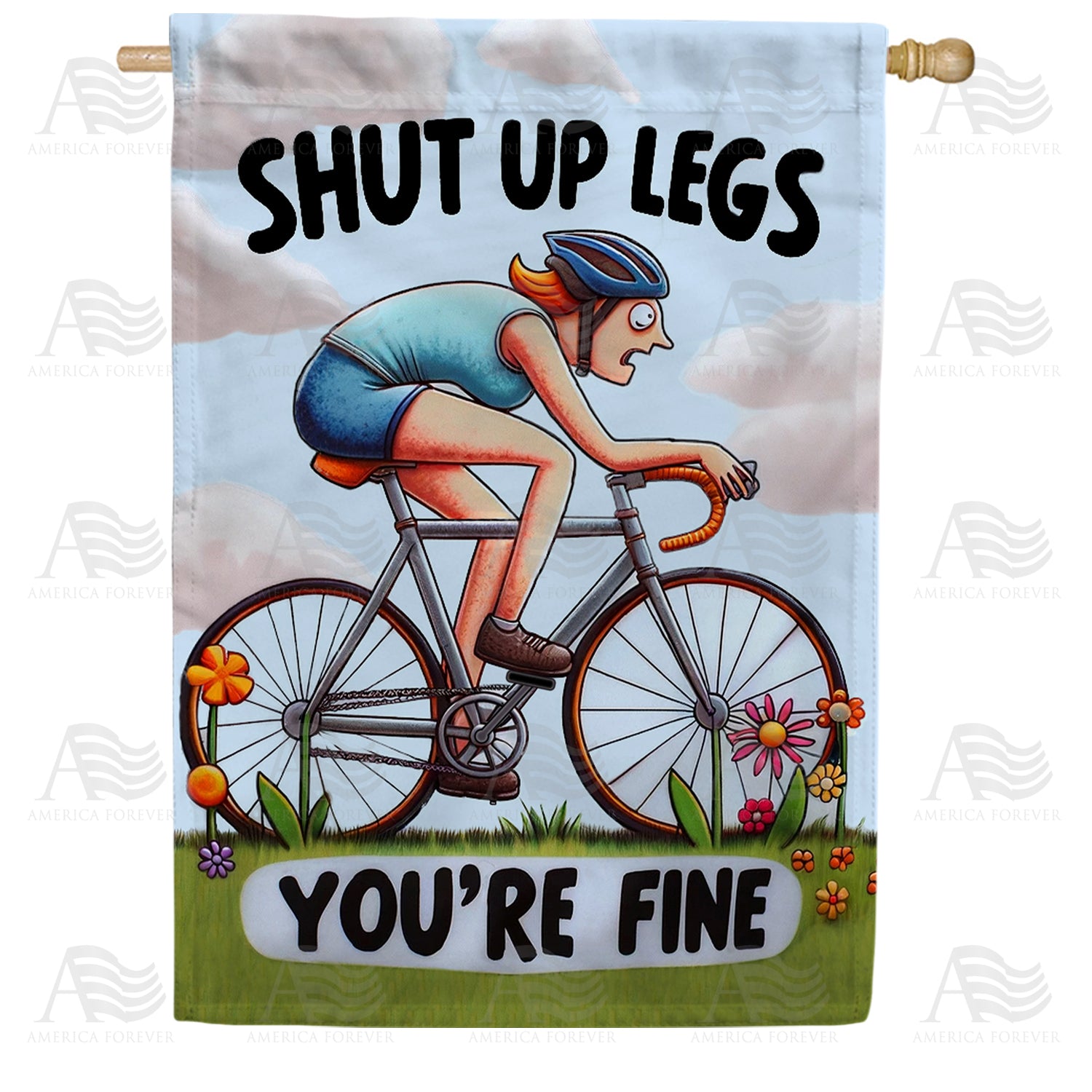 Shut Up Legs Cyclist Double Sided House Flag