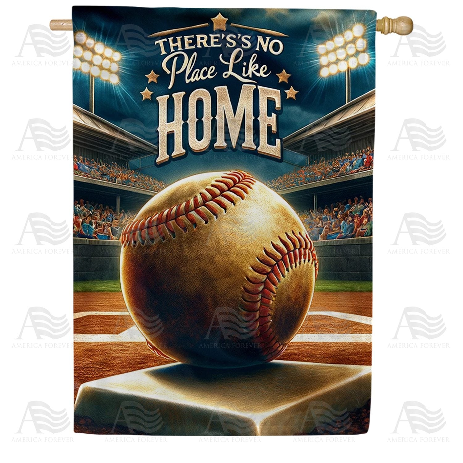 Home Base Baseball Stadium Double Sided House Flag