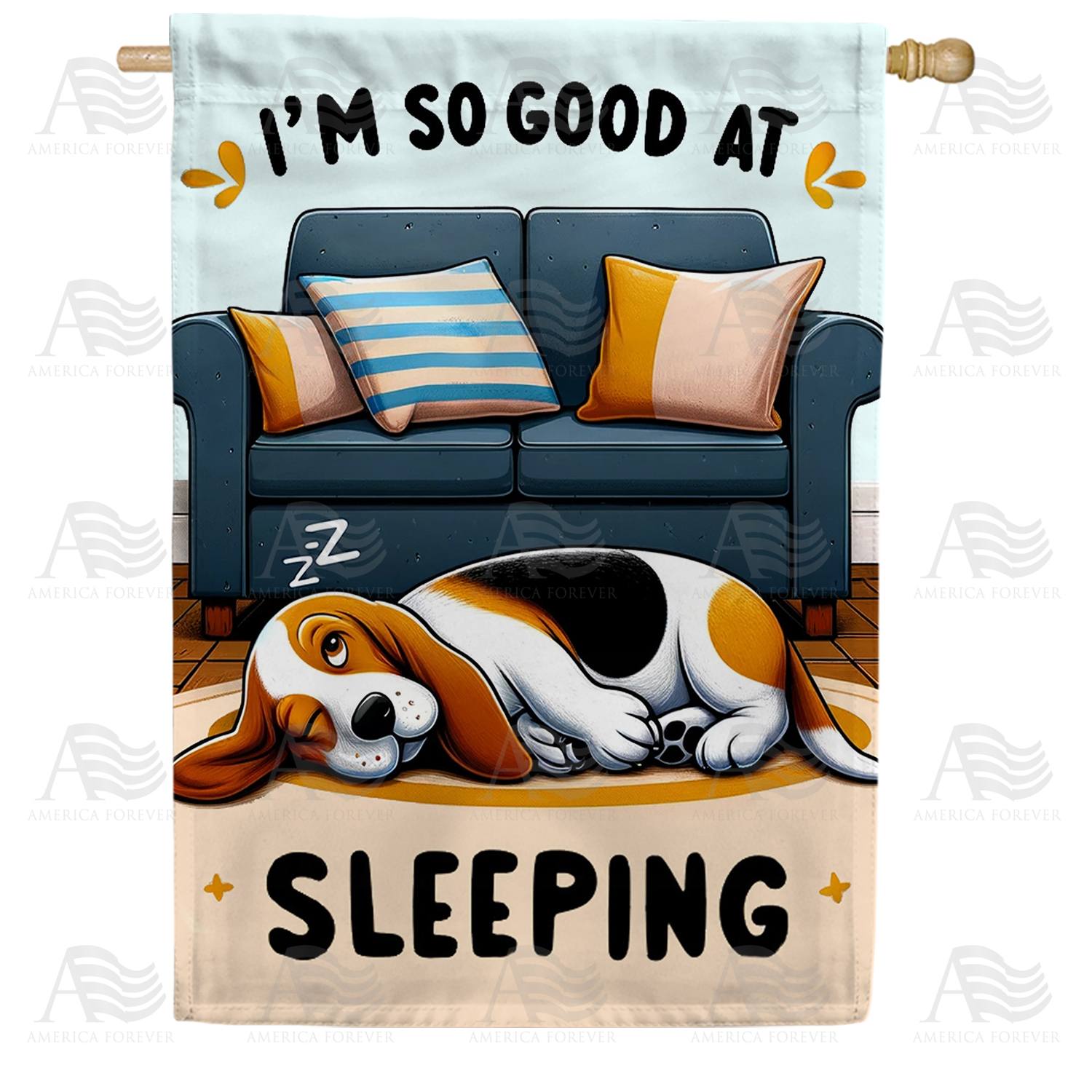 Expert Sleeper Beagle Double Sided House Flag