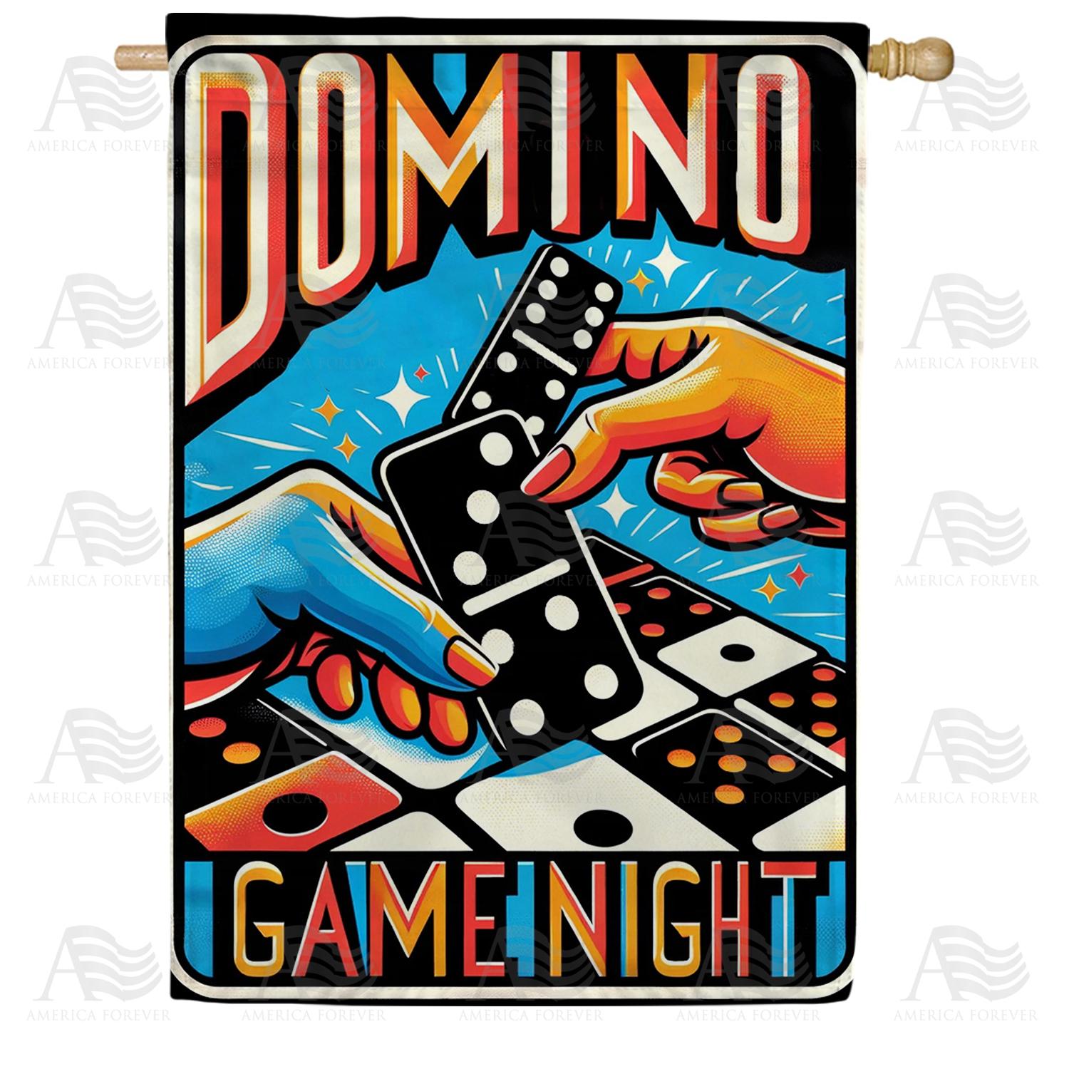 Retro Domino Game Night Double Sided House Flag
