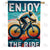 Retro Cyclist Sunset Ride Double Sided House Flag