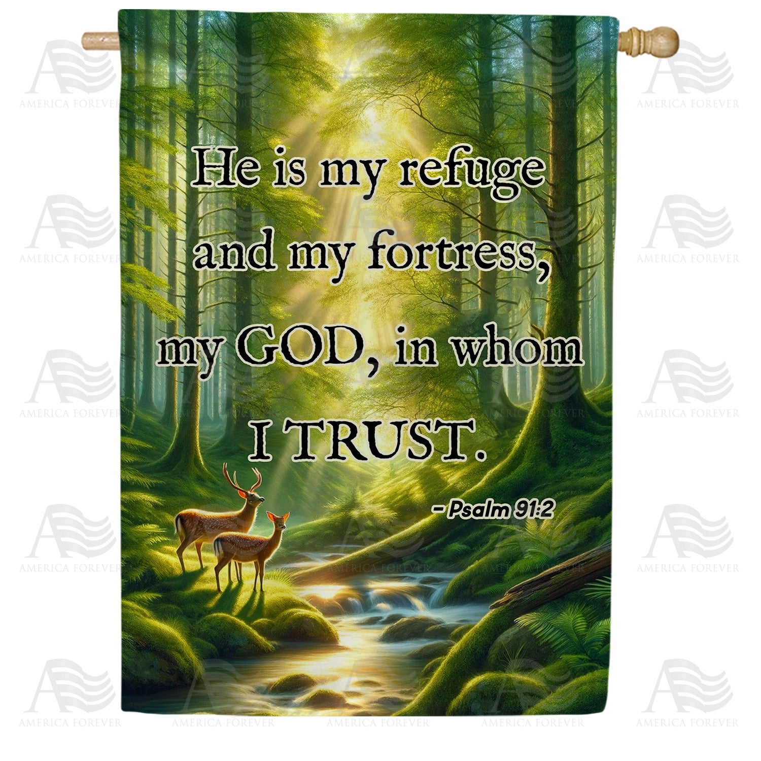 Forest Refuge Biblical Verse Double Sided House Flag