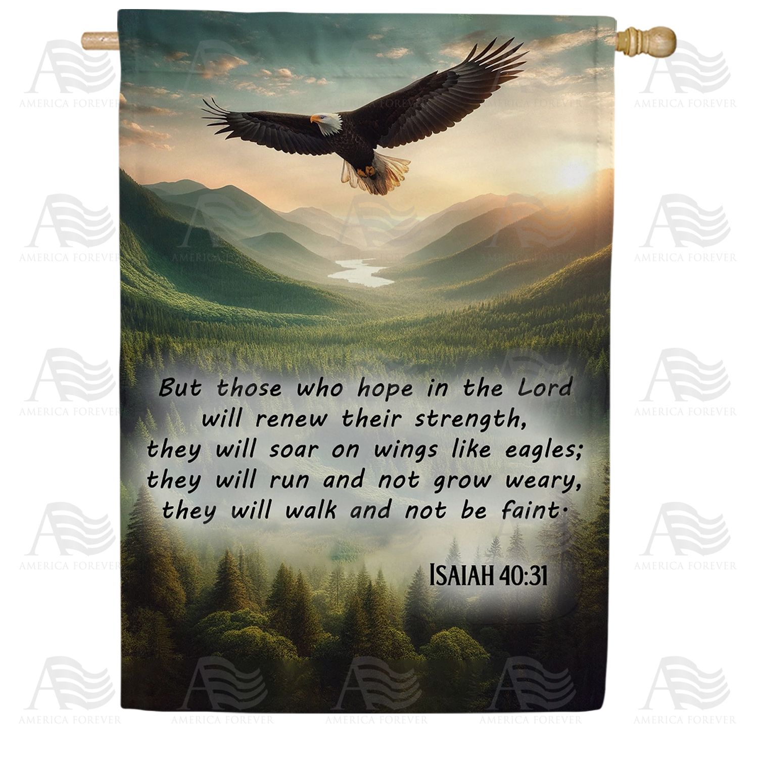 Majestic Eagle Scripture Double Sided House Flag