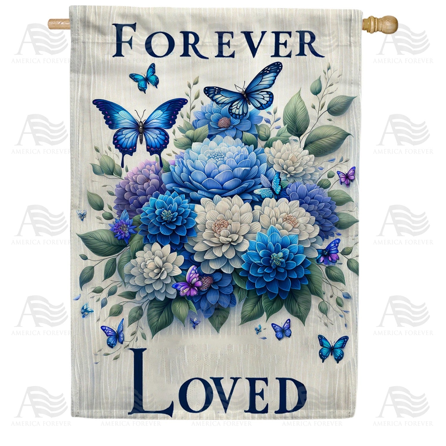 Timeless Love Floral Butterfly Double Sided House Flag