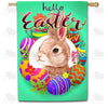 Watercolor Hello Easter Bunny Double Sided House Flag