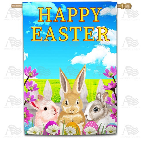 Easter Bunny Meeting Double Sided House Flag