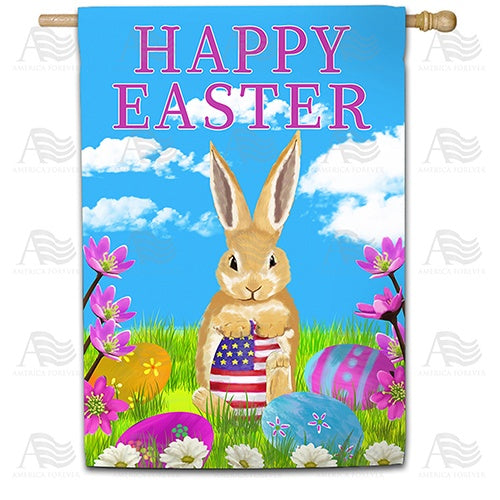 Patriotic Easter Egg Double Sided House Flag