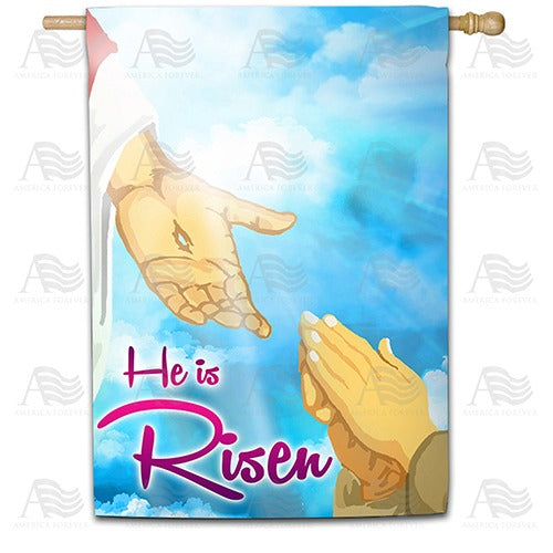 He Will Raise You Up Double Sided House Flag