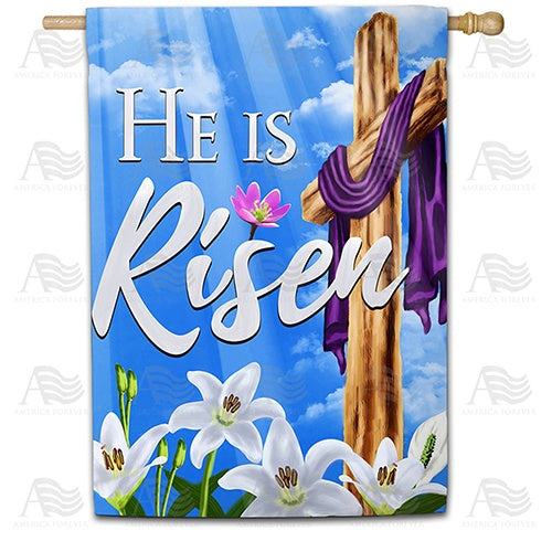 He is Risen Sky and Lilies Double Sided House Flag