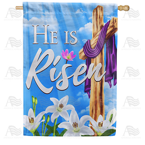 He is Risen Sky and Lilies Double Sided House Flag