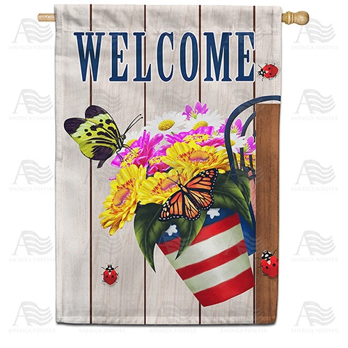 Welcome American Spring Double Sided House Flag