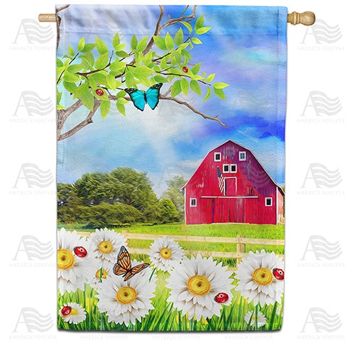 Spring at the Farm Double Sided House Flag