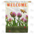 Welcome Spring Bees and Tulips Double Sided House Flag