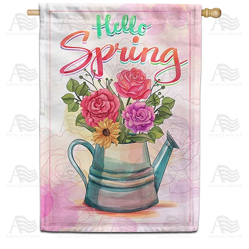 Watercolor Spring Flowers Double Sided House Flag