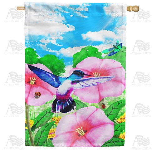 Watercolor Spring Hibiscus Double Sided House Flag