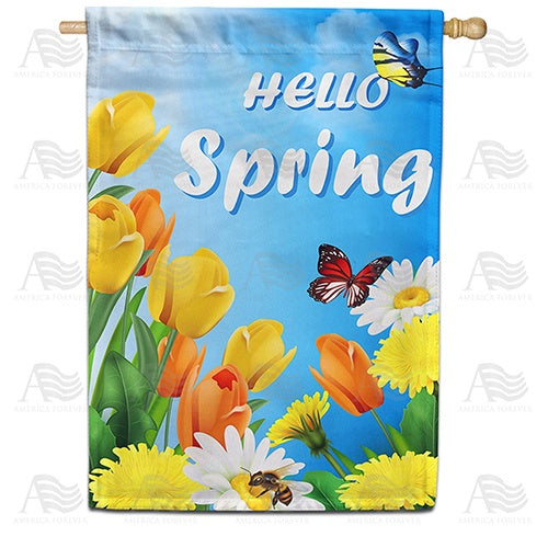 Hello Spring Sunshine Double Sided House Flag
