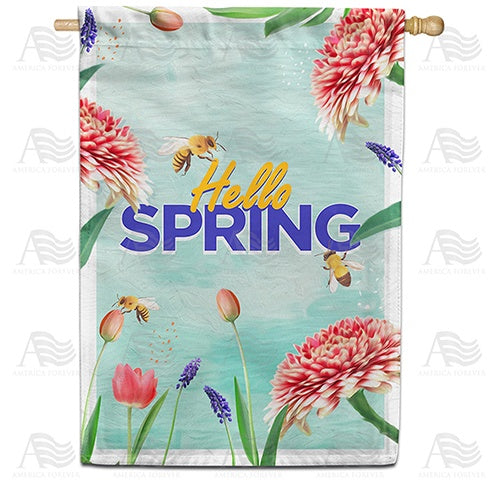 Spring Flowers at the Lake Double Sided House Flag