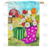 Spring Boots and Watering Can Double Sided House Flag