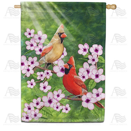 Spring Cardinals Double Sided House Flag