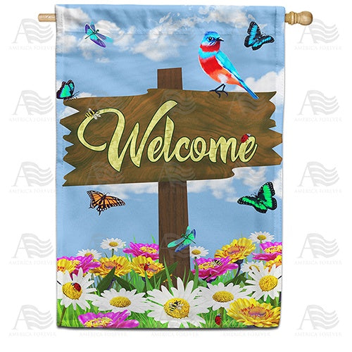 Welcome Spring Sign Double Sided House Flag