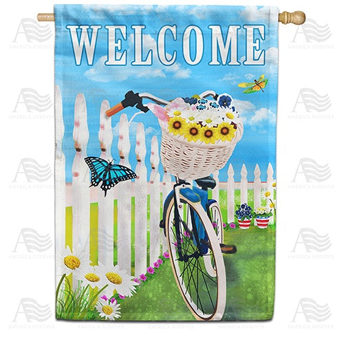 Basket Full of Flowers Double Sided House Flag