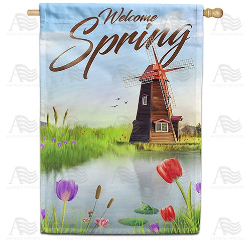 Windmills and Tulips Double Sided House Flag