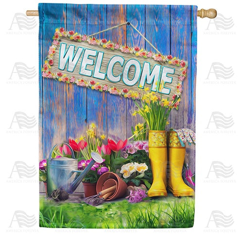 Garden Shed Welcome Double Sided House Flag