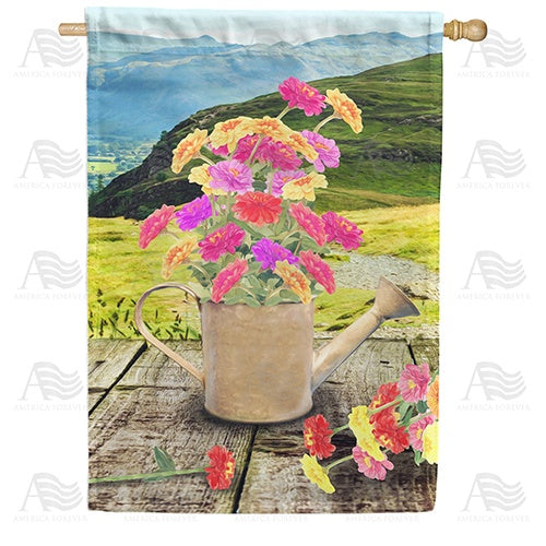 Mountain Zinnias Double Sided House Flag