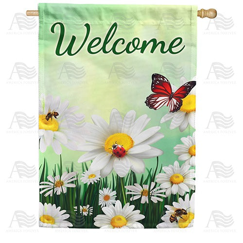 Daisies Welcome Double Sided House Flag
