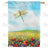Dragonfly Flowers Double Sided House Flag