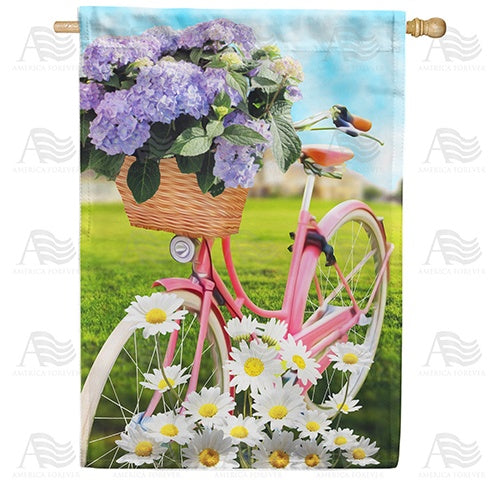 Pedaling Petals Double Sided House Flag