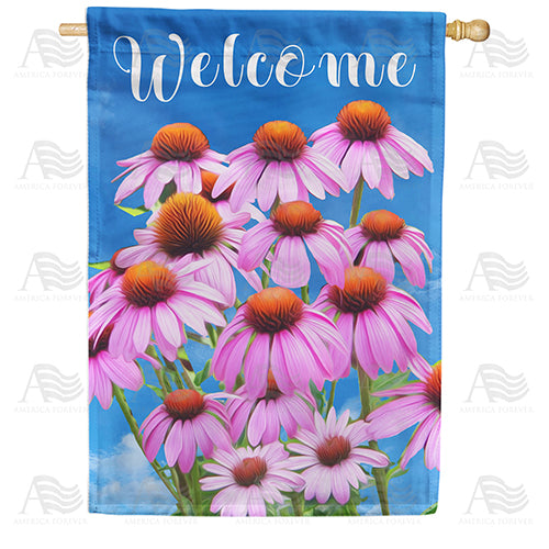 Coneflower Welcome Double Sided House Flag