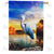 Vibrant Blue Heron Double Sided House Flag