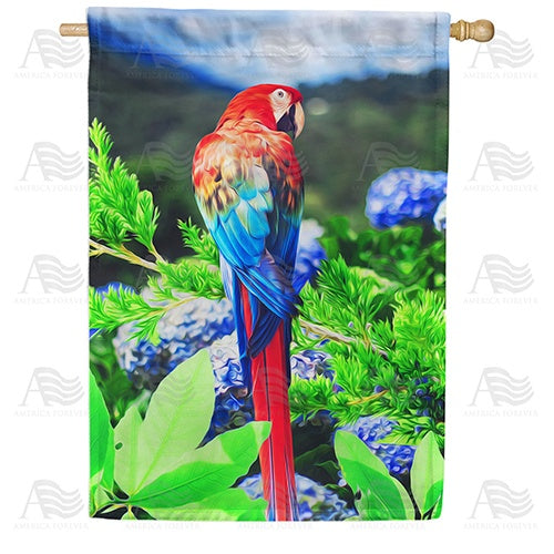 Colorful Macaw Double Sided House Flag