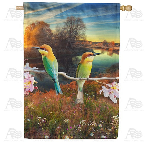 Chestnut Headed Bee Eaters Double Sided House Flag