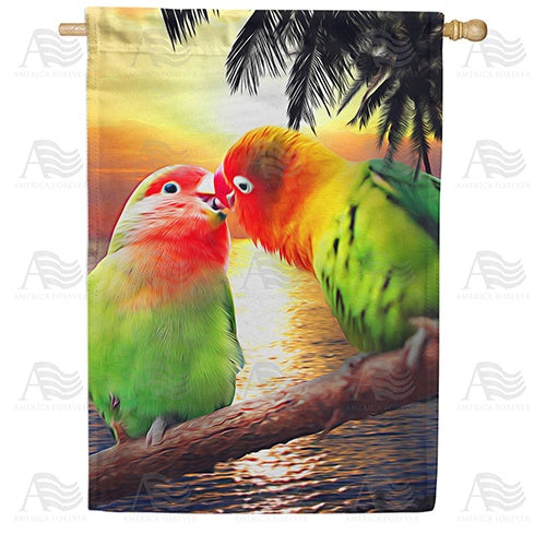 Kissing Lovebirds Double Sided House Flag