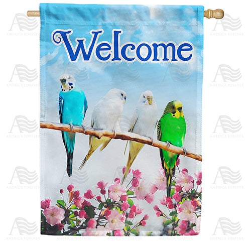 Parakeet Welcome Double Sided House Flag
