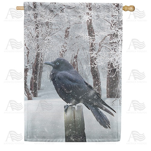 Winter Crow Double Sided House Flag