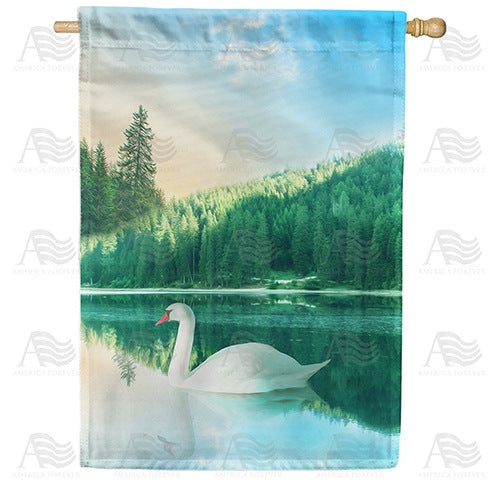 Swan Lake Reflection Double Sided House Flag