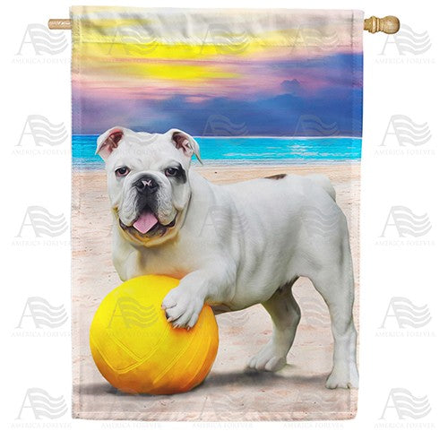 Beach Ball Bulldog Double Sided House Flag