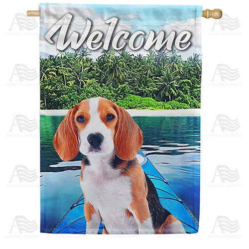 Kayaking Beagle Double Sided House Flag