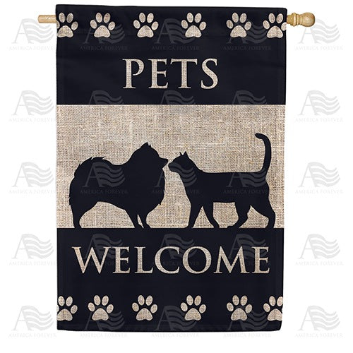 Pets Welcome Double Sided House Flag