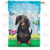 Dachshund Watercolor Double Sided House Flag