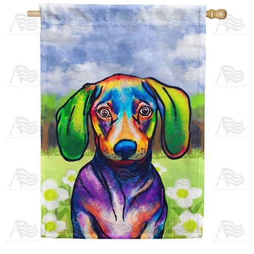 Fluorescent Dog Double Sided House Flag