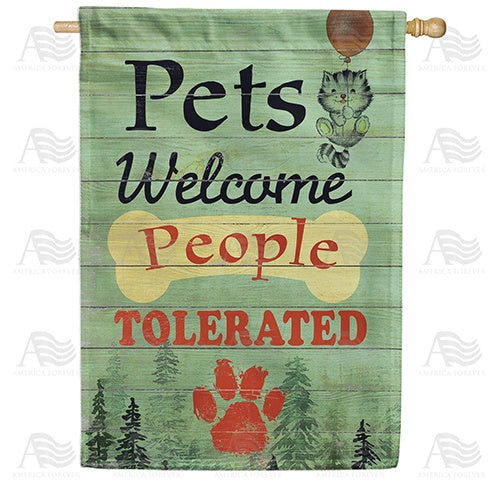 Pets Welcome Sign Double Sided House Flag