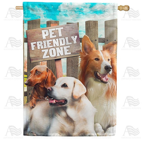 Pet Friendly Zone - Dog Trio Double Sided House Flag