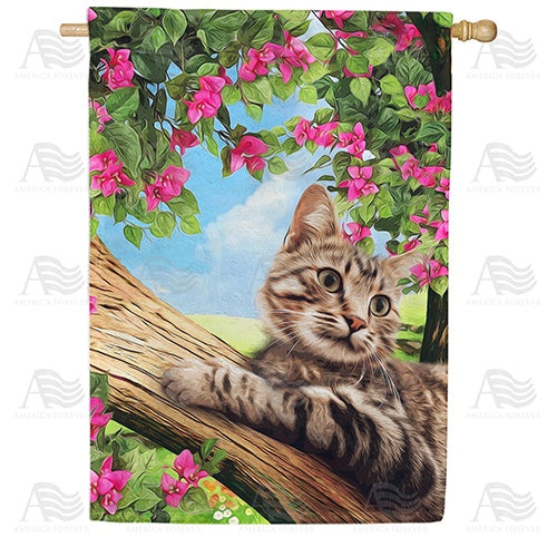 Cat Up A Tree Double Sided House Flag