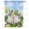 Spring Bunny Couple Double Sided House Flag