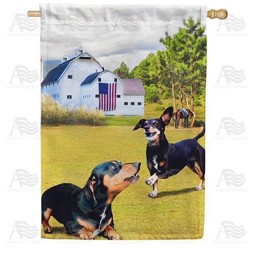 Hot Dog! Let's Play! Double Sided House Flag